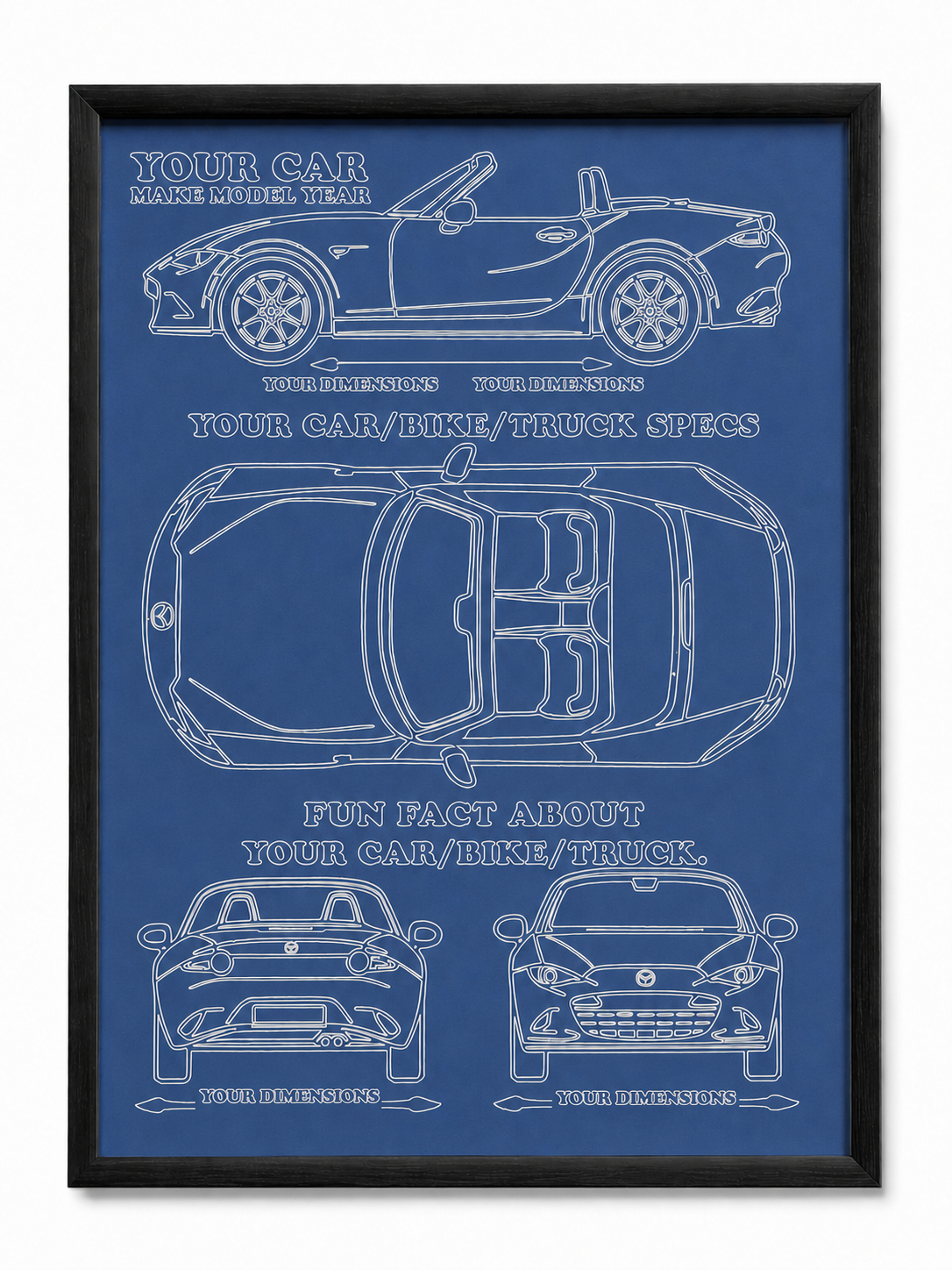 CUSTOM 8.5X11 INCH FRAMED BLUEPRINT