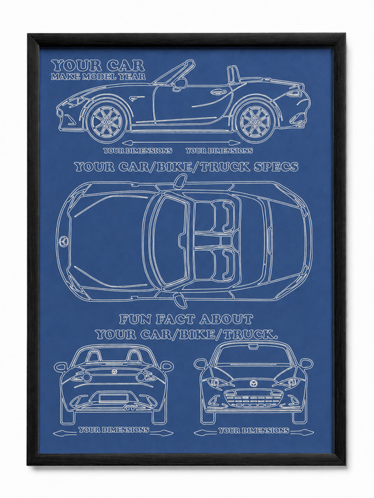 CUSTOM 8.5X11 INCH FRAMED BLUEPRINT